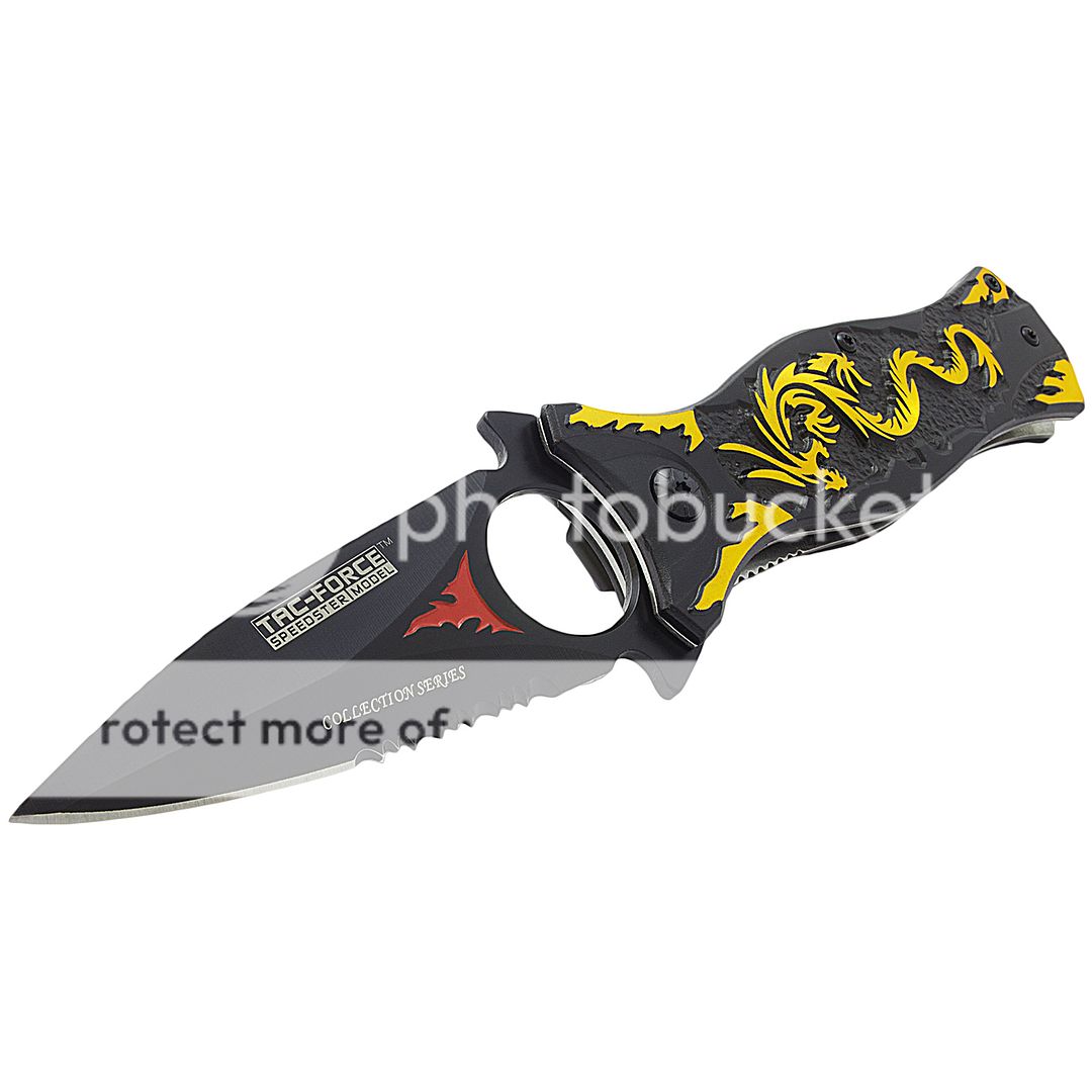 8" GOLD DRAGON TAC FORCE SPRING OPEN ASSISTED FANTASY FOLDING POCKET